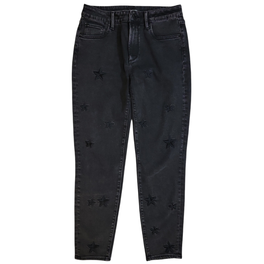 Driftwood Womens Gizelle Embroidered Star Black‎ Skinny Ankle Fit Jeans Size 26